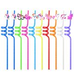 Party Drinking Straws, 10 Pcs Colorful Unicorn Spiral Reusable Drinking Straw for Party Favor, Kids Party Gift