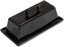 Sizikato Porcelain Butter Dish with Lid, Pure Black-7.5 inch