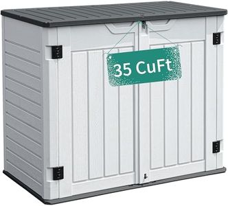 YITAHOME Outdoor Horizontal Storage Sheds w/o Shelf, 35 Cu Ft Lockable Resin Waterproof Shed, Ideal for Garden Tools, Easy to Assemble, Light Gray