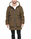 Tommy Hilfiger Men's Heavyweight Quilted Sherpa Hooded Parka, Army Green, XL