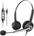 Wantek Wired USB Headset/Headphones with Microphone for PC,Laptop,Computer,Teams Headset for Office,Work,Binaural