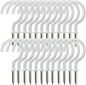 xtieksh Ceiling Hooks Heavy Duty 24 Pack 2.9 Inch Vinyl Coated Screw in Hooks Kitchen Hooks Cup Hooks for Hanging Plants, Lights, Cups, Mugs, Wind Chimes, Utensils, Indoor Outdoor Use