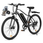 Finbike EB3 Electric Bike for Adults, 100KM Max Range, 3-4H Fast Charging, 26inch Electric Mountain Bike with Removable Battery, Front Fork Suspension, 7-Speed Derailleur, 150KG Capacity Ebike