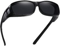 GEGURI Fit Over Glasses Sunglasses Polarized for Men & Women, Stylish Wrap Around Design Sun Glasses UV400 Protection, Black