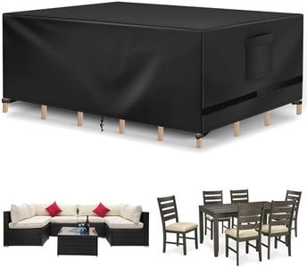 Richwon Patio Furniture Covers, Outdoor Table Covers Waterproof Rectangle, Heavy Duty Outdoor Furniture Covers for Patio Furniture, Outdoor Sectional Set Cover 126.4"L x 63.4"W x 28"H, Black