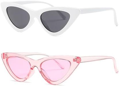 kimorn Cat Eye Sunglasses Women Clout Goggles Kurt Cobain Retro Sun Glasses K0566 (White+Pink)