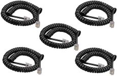 SINCODA 5 Pack 6Ft Uncoild /1.1 FT Modular Coiled Telephone Handset Cord for Telephone/Handset Black Curly Cord(Black)