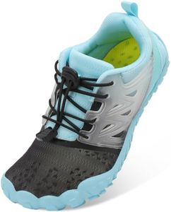 L-RUN Kids Swim Shoes Quick Dry Water Shoes for Beach Pool Sand Indoor Outdoor Non-Slip White Blue M US 1 Big Kid=EU33