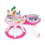 Bright Starts, Around We Go 2-in-1 Walk-Around Activity Center and Table - Tropic Coral, Walker with Music, Lights and Interactive Toys, Removable Seat, Ages 6 Months +, Pink