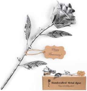 Iron Gifts 6th Anniversary for Her - Metal Rose 6 Year Gift for Wife Anniversary, Handcrafted 11th Gift Wedding Anniversary, Metal Flowers Anniversary Steel Gift Iron Stained, Everlasting Rose for Him