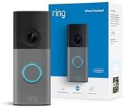 Ring Wired Doorbell (newest model), Wide-Angle Retinal 2K, up to 6x Enhanced Zoom, pair with Alexa or Ring Chime for in-home alerts, Speckled Gray