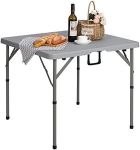 HollyHOME Mesa Plegable Mesa de Camping 87cm, Mesa de Comedor Mesa de Picnic Cuadrada, Mesa de Caballete para Jardín BBQ Catering Fiesta Cocina, Gris
