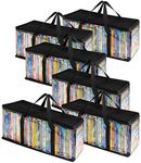 Stock Your Home DVD Storage Bags (Set of 6) Media Organizer Bag for DVDs, CDs, Blu Ray Disc, Movie Cases, VHS Box, Video Game Disks, Clear Plastic Holders with Carrying Handles and Zipper - Black