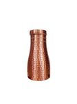 Sattvik Patra Premium Pure Copper Water Bottle with Inbuilt Glass | Bedroom Bottle with Hammered Design | Ayurvedic Benefits for Home, Office, Travel | 1000 ml (1 Litre)