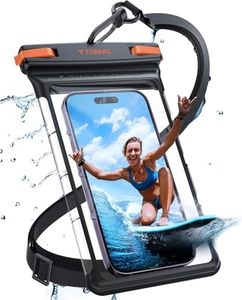 TORRAS [Larger Size 8.0'' IPX8 Waterproof Phone Pouch Floating, Underwater Screen Touchable, Waterproof Phone Case with Lanyard for iPhone 15 Pro Max 14 Galaxy S24 Ultra, Cell Phone Dry Bag, Black