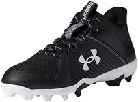 Under Armour Men's Leadoff Mid Rubber Molded Baseball Cleat Shoe, (001) Black/Black/White, 7