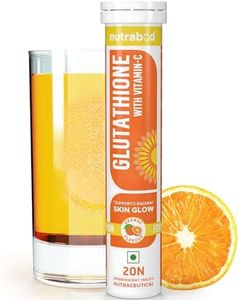 Nutrabud Glutathione Tablets 500mg with Vitamin-C - 20 Effervescent Tablets - Supports Radiant Skin Glow for Women, Men (Orange, 20 Count (Pack of 1))