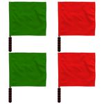 Operitacx Racing Flags Referee Hand Flag 4Pcs Green Red Hand Warning Flag Flag Referee Flag with Stainless Steel Pole Handle Safety Flags for Football Sports Traffic