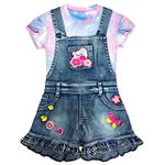 Peacolate 2-6T Girl Short Set 2Pc Casual Outfit Denim Overall T-Shirt(Heart,2T)