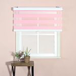 THE ONE HOME DECO Cordless Blinds for Window Roller Shades & Blinds Zebra Shades Dual Layer Shades Horizontal Privacy Filtering Easy Installation (Maxium Height 72inch) (Pink, W 26“)