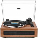 Record Player All-in-One High Fidelity Turntable for Vinyl Records with Built-in 4 Stereo Speakers Phono Preamp Bluetooth Playback Auto Stop Belt Drive with MM Cartridge ATN3600L Stylus Vintage