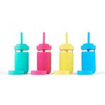 Elk and Friends Kids & Toddler Cups | The Original Glass Mason Jars 12 oz with Silicone Sleeves & Silicone Straws | Smoothie Cups | Spill Proof Cups