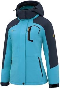 GEMYSE Women's Ski Snow Jacket Warm Winter Waterproof Coat Snowboard Rain Jacket Hooded Windproof Windbreaker（Acid Blue,X-Small）