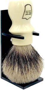 Parker Safety Razor Hecho a mano de lujo "Taza de la brocha de afeitar" - 100% puro cerdas Badger - Soporte incluido Marfil