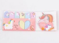 HOMIES Sticky Note Unicorn Theme Sticky Note for Kids, Messages Pad, Markers Flags Self-Stick Memo Pads Stationary Items, Colourful Paper Stickers, Return Gifts (1 Pack, 105 Sheets)