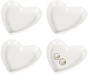 4pcs Ceramic Heart Shaped Plate Jewelry Trays Ring Storage,Snack Sauce Dishes