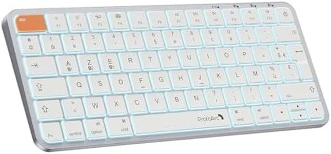 ProtoArc Retro Eclairé Clavier pour Mac Compact sans Fil, K90-A AZERTY Clavier Bluetooth, Multi-Appareils, Plat et Silencieuse, Rechargeable USB-C, Compatible avec MacBook Pro/Air, iPad, iPhone
