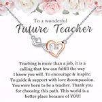 MYOSPARK Future Teacher Gift New Teacher Gift Love Knot Necklace Gifts Message Card Jewelry Teacher Graduation Jewelry Gift (CA Future Teacher NL)