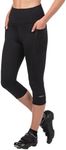 Terry Cycling Capris for Women Padded Bike Capris, Holster Hi-Rise High Waist Knicker, Regular & Plus Size Capris, Black, 3XL