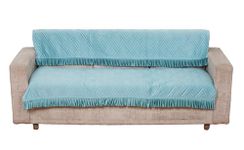 Fashion Throw FauXFur Sofa Cover, For Living Room, Sofa Slipcovers, Furniture Cover (Turquoise With Frill, 4 Seater + Back)