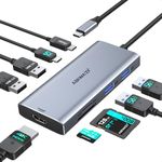 USB C Hub 9 in 1 USB C Multiport Adapter USB C Dongle with 4K@60Hz HDMI, USB C Data Port, 100W Power Delivery, 2 USB 3.0 Port, 2 USB 2.0 Port, SD/TF Card Reader for MacBook Pro/Air, Dell, Lenovo, HP