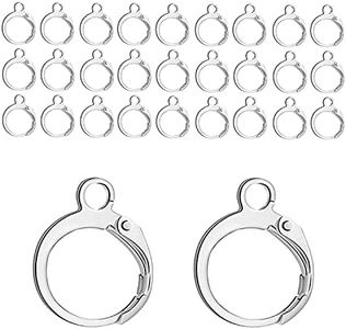 BEADNOVA Leverback Earring Hooks 60pcs French Ear Wire Lever Back Earwire for Jewelry Making Crafting (Silver)