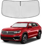 Windshield Sun Shade for Volkswagen Atlas 2018-2024 Double Layer 240T Front Window Shade Custom Fit Sun Visor Foldable Shade Blocks UV Rays Summer Must Have Car Accessories (Atlas 2018-2024)