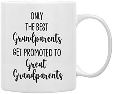 QASHWEY Only The Best Grandparents Get Promoted to Great Grandparents Coffee Mugs Mug, Mother's Father's Day Gifts for Great Grandparents,Great Grandparent Double Side Printed Ceramic Mug Cup 11 Ounce