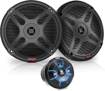 Pyle 6.5'' Dual Marine Speakers Kit - Waterproof-Rated w/Amplified Bluetooth Remote Control Receiver for Powersport Vehicles, IP65 Marine Grade Rating, 600 Watt Max Power PLMRKT8, Black