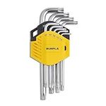 Gunpla Torx Hex Key 9-Piece T10-T50 Cr-V Allen Star Long Arm Hex Keys Wrench Security Torx End Holes Set with Storage Case for Home Maintenance DIY