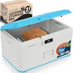 SereneLife Locking Storage Container Bin, 21 Gallon Capacity Lockable Box, Integrated Combination Lock, Heavy Duty Plastic Trunk With Side Carry Handle Grips, Usable As Item Organizer Or Food Locker