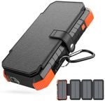 BLAVOR Solar Charger Power Bank, PD 18W Fast Charging 20000mAh Battery Pack with 4 Foldable Panels, Portable Solar Panel Charger with Camping Flashlight Compass Carabiner for All Cell Phone