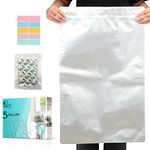 SHXWELL 5 Gallon Mylar Bags with Oxygen Absorbers 2500cc and Labels- 17"x27" Extra Thick 6 Mil Each Side - Zipper Resealable Bags - Mylar Bags for Food Storage (10 Pcs)