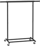SONGMICS Clothes Rack with Wheels, Heavy-Duty Clothing Rack for Hanging Clothes, Portable Garment Rack, with Extendable Hanging Rail, 198 lb Load Capacity, Black UHSR13BKV1
