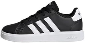 adidas Unisex Kids Grand Court Lifestyle Tennis Lace-up Shoes Tennis Shoes, Core Black Ftwr White Core Black, 2 UK