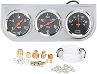 Triple Gauge Kit, 2in Triple Gauge Set 3‑in‑1 Water Temp Oil Pressure AMP Meter Universal for 12V Car Boat Truck