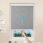 GENIMO 100% Blackout Roller Window Shades, Window Blinds Cordless with Thermal Insulated, UV Protection Fabric, Mini French Door Blinds for Home, Office, Bedroom, Easy to Install, Grey, 20" W X 75" H