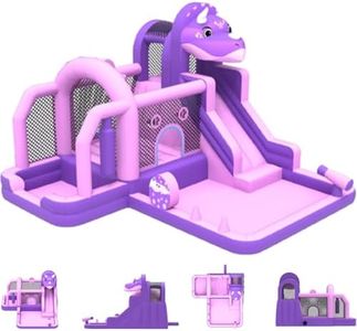 Bounce House, Inflatable Dinosaur Bouncer with Slide and Air Blower, Oxford Cloth Jumping Castle for Kids, Durable Sewn Bouncy House with Large Play Area for Backyard, Indoor & Outdoor Family Fun