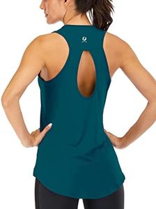 ICTIVE Yoga Tops for Women Loose fit Workout Tank Tops for Women Backless Sleeveless Keyhole Open Back Muscle Tank Running Tank Tops Workout Tops Racerback Gym Summer Tank Tops Dark Green S