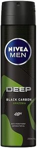 NIVEA MEN Deep Amazonia Aerosol Deodorant (250 ml), 48HR Anti-Perspirant Deodorant for Men, Men's Deodorant Spray with Anti-Bacterial Formula and Masculine Scent, Best Antiperspirant for Men, Quick Dry Deodorant, Anti Perspirant Deodorant, Best Anti Perspirant Deodorant for Men, Best Deodorant for Men, Aerosol Deodorant, Aerosol Deodorant for Men, Anti Stain Deodorant, Sensitive Skin Deodorant, Effective Formula for Freshness, Long-Lasting Dryness with Charcoal